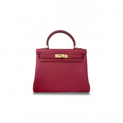 HERMÈS KELLY 25 TOGO POMEGRANATE RED GOLD BUCKLE (25*17*7cm) 